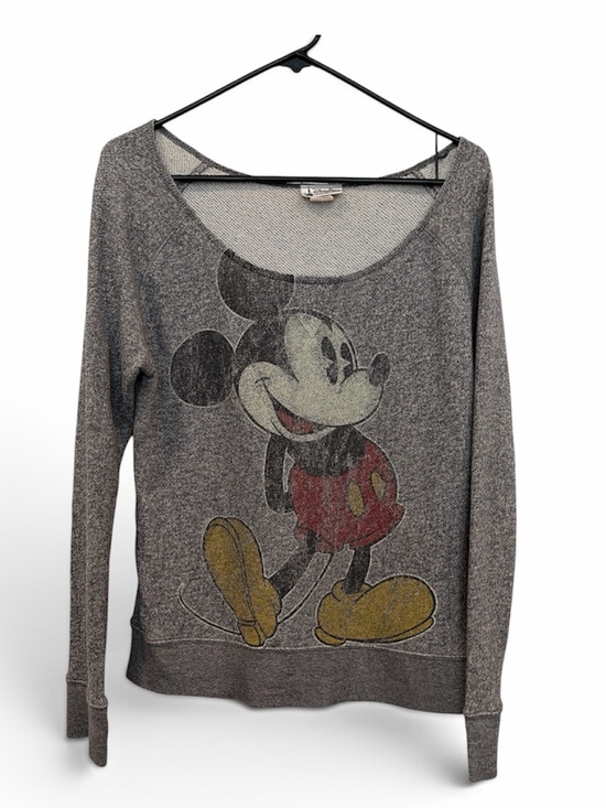 Disney Sweaters - Disney Gray Scoop Neck Mickey Graphic Sweater with Red & Yellow Accents